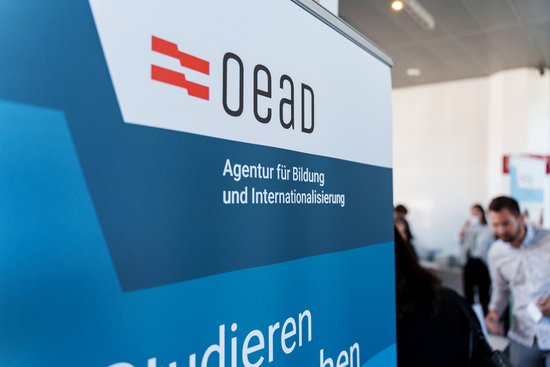 Ein blauer OeAD Roll-Up